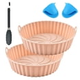 thumbnail image 1 of 2PCS Silicone Air Fryer Liners with Mitts and Tongs 3-in-1 set, 6.75 inch Non-Stick Easy Cleaning Silicone Pot, Food Safe Heat-Resistant Reusable Silicone Basket, Replacement of Parchment Paper, 1 of 7