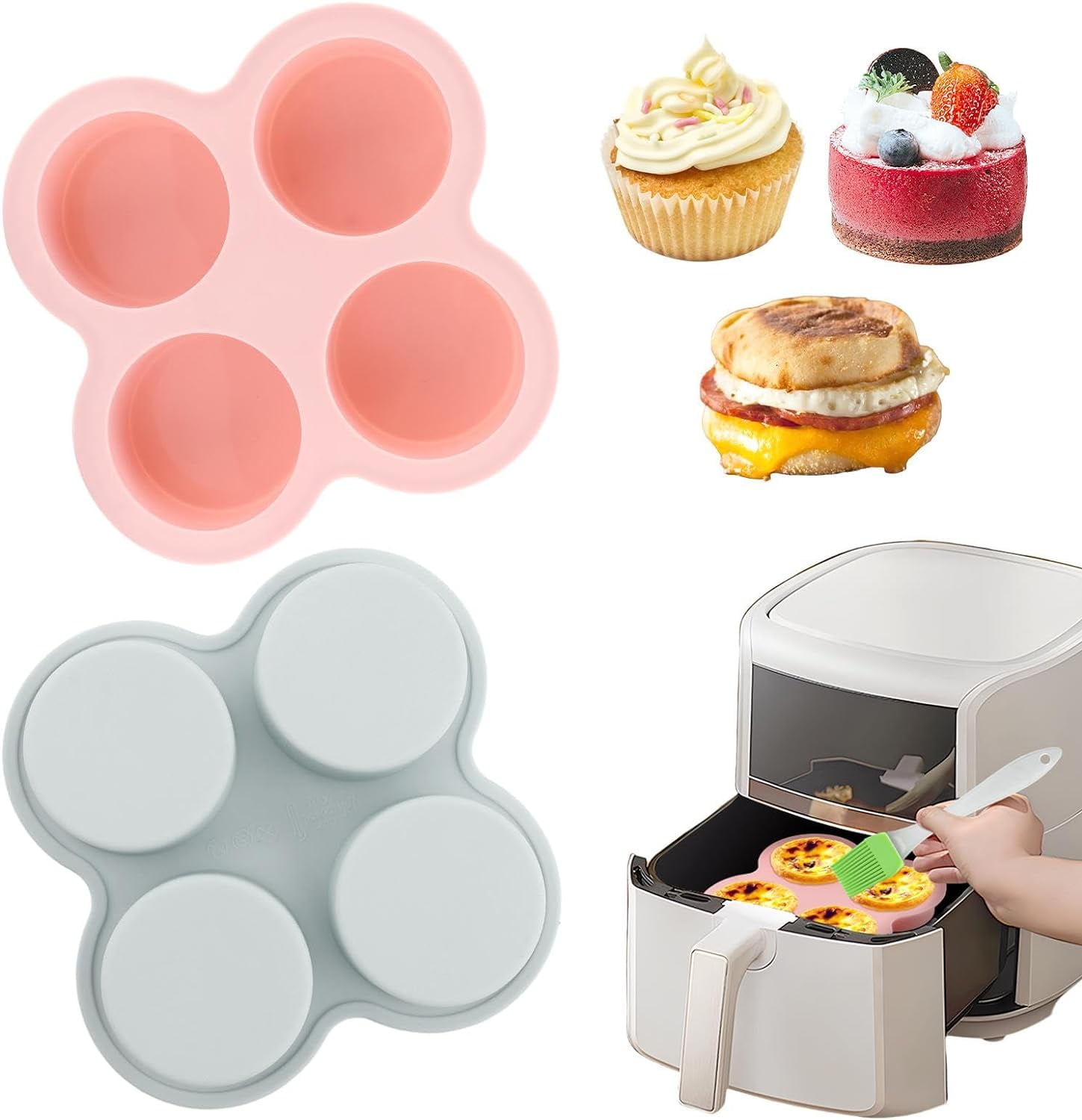 2PCS Silicone Air Fryer Muffin Pan For Baking 4 Cavity Air Fryer Egg 2pcs-silicone-air-fryer-muffin-pan-for-baking-4-cavity-air-fryer-egg