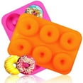 thumbnail image 1 of 2PCS Silicone Donut Baking Pan Non Stick Flexible Mold for Homemade Donuts Oven Baking and Dessert Making Easy Release and Cleaning,donut mold, Orange,Red, 1 of 7