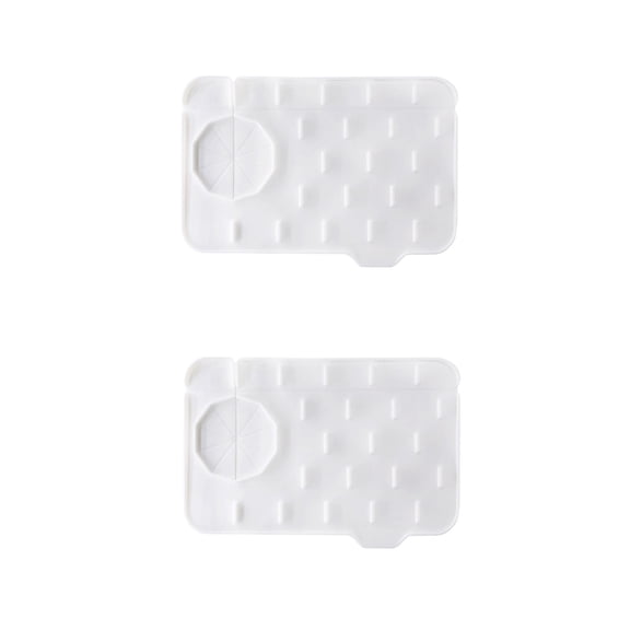 2PCS Silicone Faucet Mat , Sink Splash Guard, Silicone Faucet Handle Drip Catcher Tray, Sponge Holder Sink Protector for Kitchen Bathroom Farmhouse &Sink Accessories (White,8.3" x 5.7")