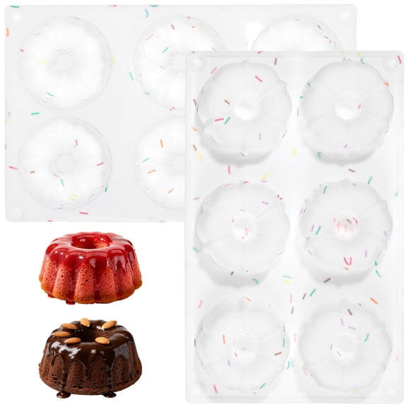 2PCS Silicone Mini Flan Pan, 10.8" x 6.7" x 1.6" Nonstick Baking Pan for Baking, 6-Cavity Fluted Tube Cake Pans for Cupcake, Brownie, Donuts, Cornbread, Jelly