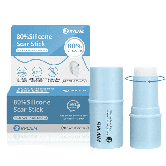2PCS Silicone Scar Stick, 80% Silicone Stick for Face and Body. Silicone Stick for Removal of Surgical,Old and Recent Scars and Stretch Marks - 7g