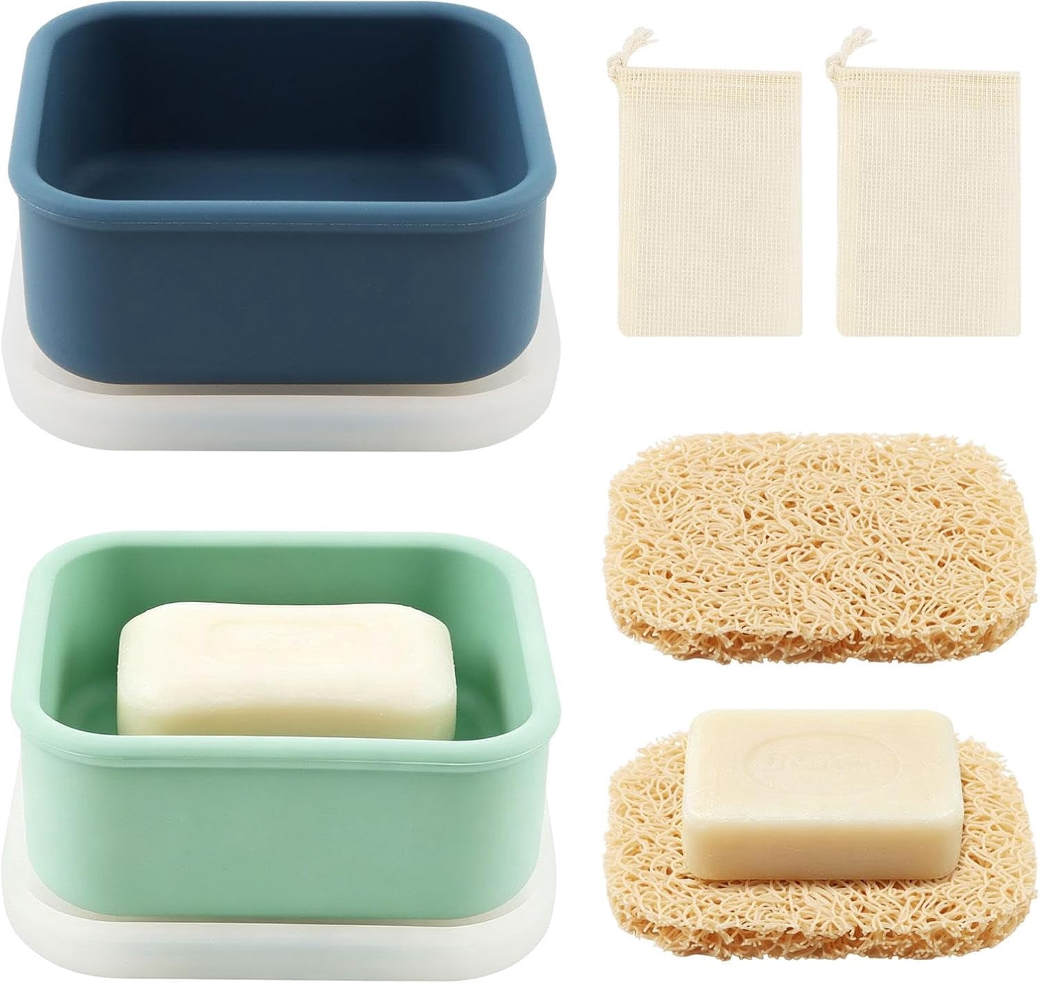 2PCS Silicone Travel Soap Case, Portable Leakproof Bar Soap Container ...