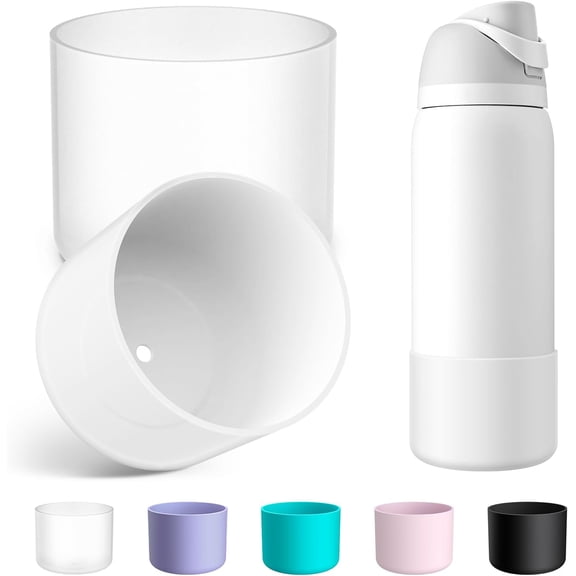 2PCS Silicone Water Bottle Boot for Owala 24oz 32oz 40oz, Anti-Slip Protective Sleeve Bottom Bumper Protector for FreeSip, Twist, and Flip Stainless Steel Water Bottles