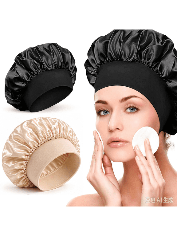 2PCS Silk Satin Bonnets for Black Women & Men for Sleeping