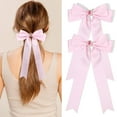 thumbnail image 1 of 2PCS Silky Satin Hair Bows Hair Clip Blue Hair Ribbon Ponytail Holder Accessories Slides Metal Clips Hair Bow for Women Girls Toddlers Teens Kids Pink & Pink -Crysta, 1 of 8