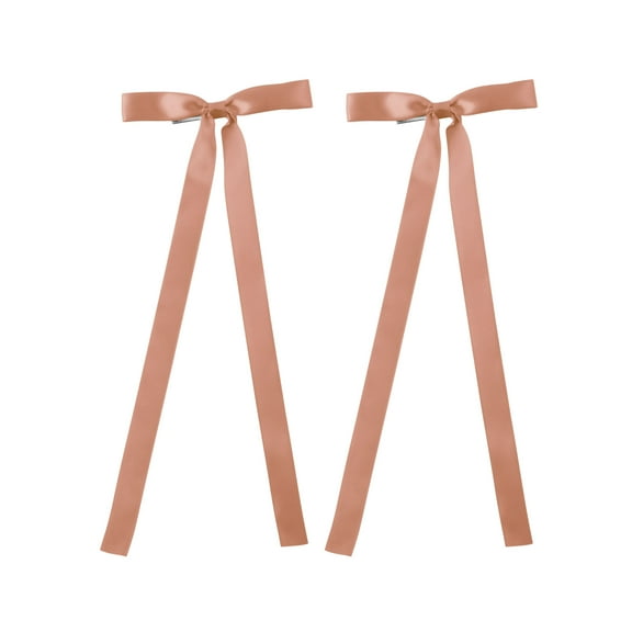 2PCS Silky Satin Hair Bows Hair Clip Ribbon Accessories Ponytail Holder Hair Bow for Women Girls Teens (Copper)