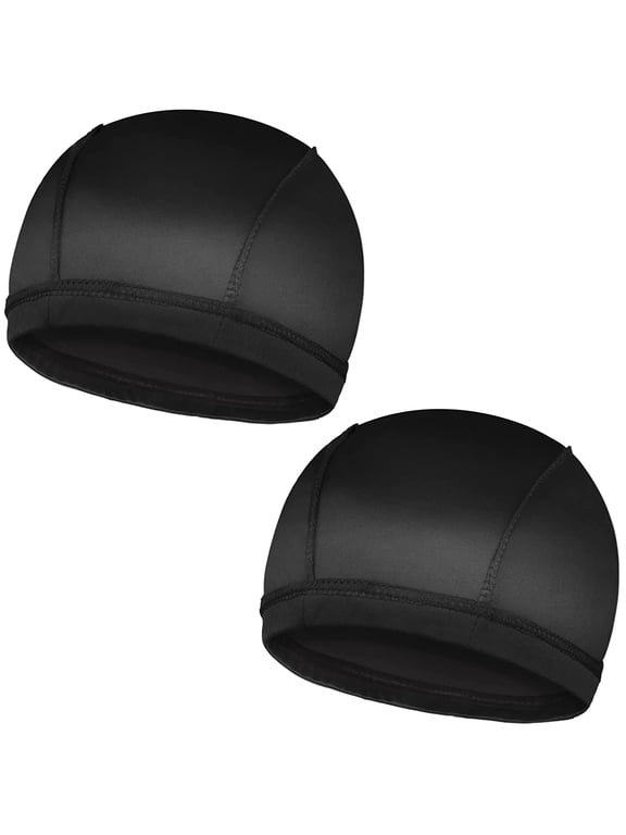 2PCS Silky Wave Caps for Men Waves, Good Compression Caps over Durags for 360 540 720 Waves, Large Size Caps Suitable for Big Skull & Adults Braids (Black)