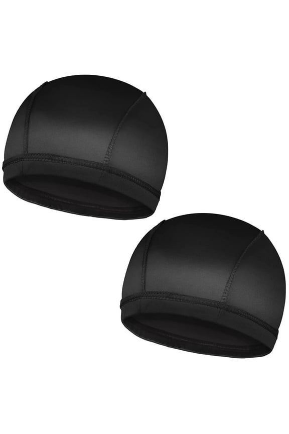 2PCS Silky Wave Caps for Men Waves, Good Compression Caps over Durags for 360 540 720 Waves, Large Size Caps Suitable for Big Skull & Adults Braids (Black)