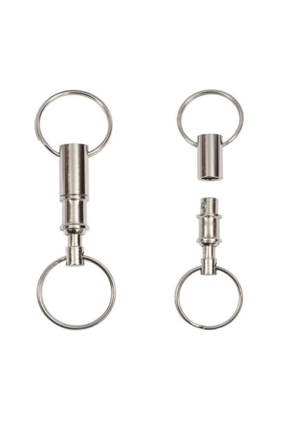 2PCS Silver Dual Key Ring Detachable Pull Apart Key Rings Keychains with 2 Heavy Duty Split Rings Lock holder Key Accessory