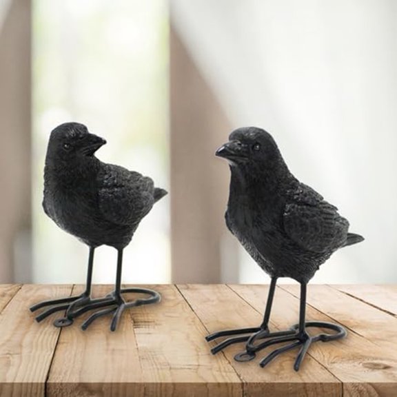2PCS Simulation Crow Ornament Creative Home Garden Animal Decoration Statue
