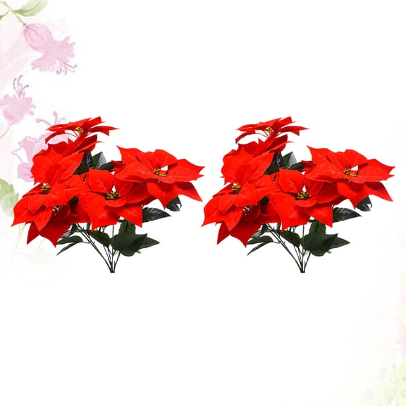 UPOUART Faux Poinsettia Stems Wedding Anniversary 2Pcs 18.9x9.1x9.1in