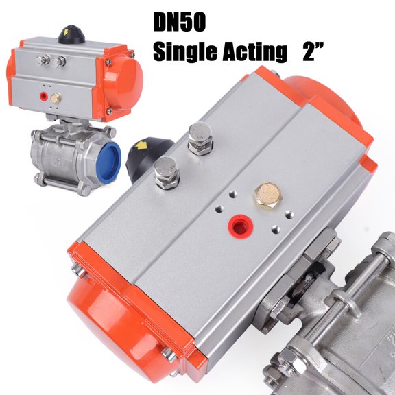 2PCS Single Action Pneumatic Actuated Ball Valve Three-piece Single-acting Pneumatic Ball Valve