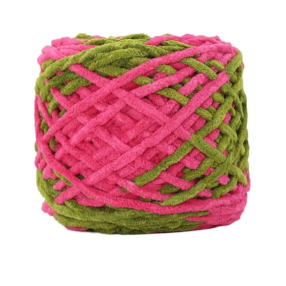 2PCS Single-Ply Chenille Yarn Skeins Soft Fluffy Knitting & Crochet Yarn for Sweaters, Scarves, Hats, Crafts, Rose Red & Green