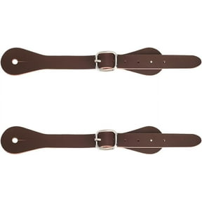 2PCS Single Ply Spur Straps Genuine Leather Western Adjustable Cowboy Boots Band 7-10 Inch Detachable Buckle Saddle Brown