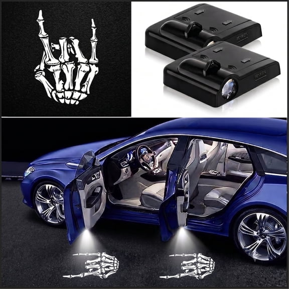 2PCS Skeleton Hand Car Door Lights Logo Projector LED Shadow Bulb Welcome Lamp,Skeleton Hand Gifts