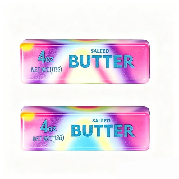 2PCS Slow Rising Squishing Rainbow Butter Stick, Sticky Butter Sticks Squeeze Toys, Realistic Food Squishies Fidget Toys for Decompression Anxiety Relaxation