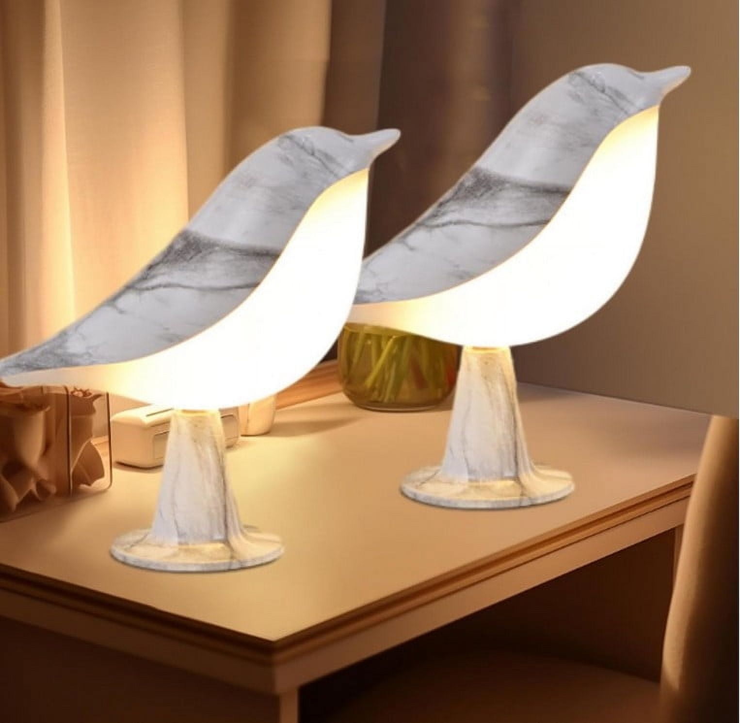 2PCS Small Bird Lamp, Dimmable and Cordless Bird Night Light, USB ...