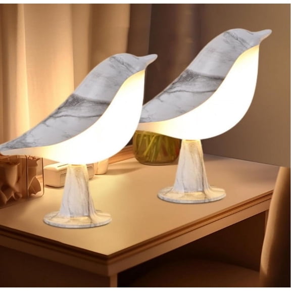 2PCS Small Bird Lamp, Dimmable and Cordless Bird Night Light, USB Rechargeable Touch Sensor Control Table and Desk Lamp with Aroma Diffuser Function for Bedroom