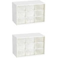 thumbnail image 1 of 2PCS Small Drawer Organizer for Desk, Desktop Drawer Organizer with 9 Clear Drawers, Plastic Desktop Storage Drawers 7.1 Inch x 3 .9 Inch x 4.7 Inch, White, 1 of 4
