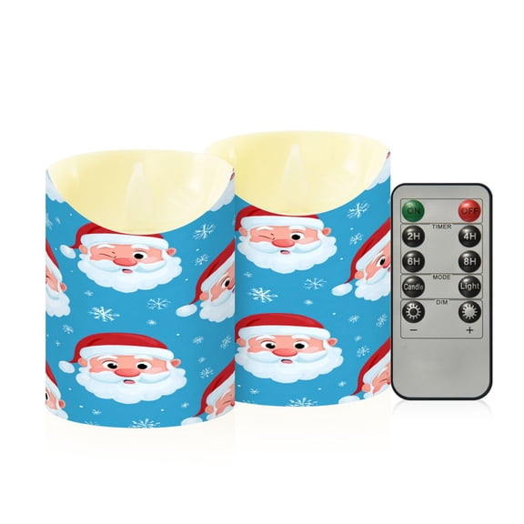 2PCS Small Flameless Candle Lamp Flameless Candles Slanted Candle Lamp Home Decoration Christmas Decoration Beautiful Santa Claus Face