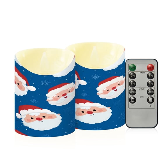 2PCS Small Flameless Candle Lamp Flameless Candles Slanted Candle Lamp Home Decoration Christmas Decoration Cute Santa Claus Face