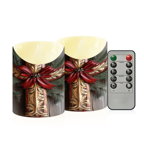 2PCS Small Flameless Candle Lamp Flameless Candles Slanted Candle Lamp Home Decoration Christmas Decoration Pretty Cross