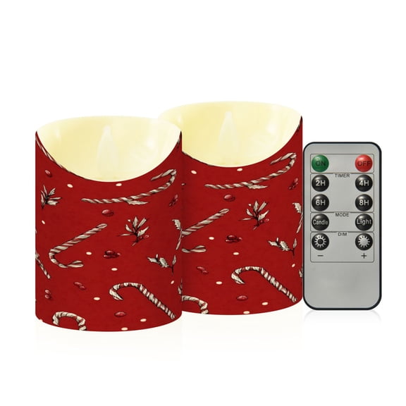 2PCS Small Flameless Candle Lamp Flameless Candles Slanted Candle Lamp Home Decoration Christmas Decoration Red Christmas Candy Cane