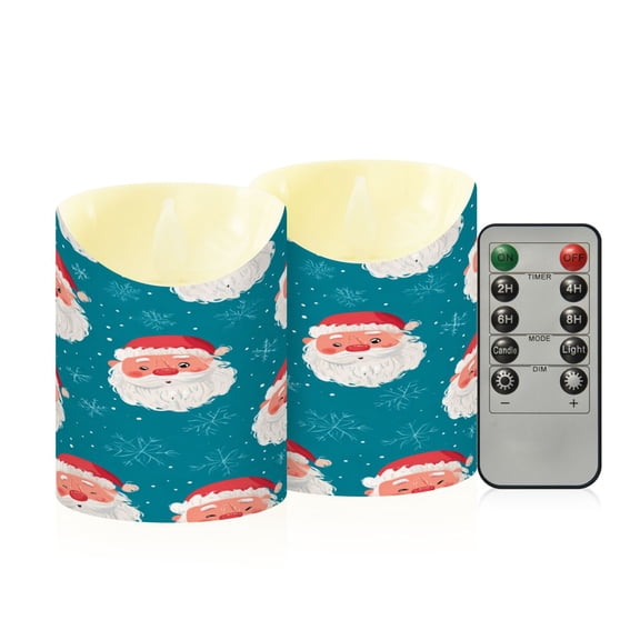 2PCS Small Flameless Candle Lamp Flameless Candles Slanted Candle Lamp Home Decoration Christmas Decoration Santa Claus Face