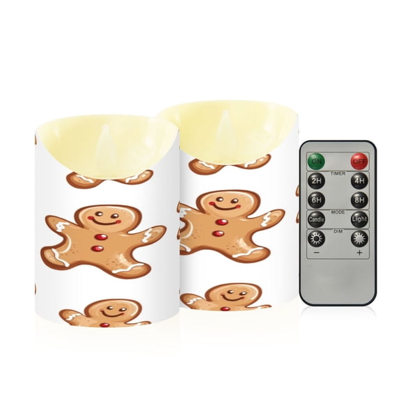 2PCS Small Flameless Candle Lamp Flameless Candles Slanted Candle Lamp Home Decoration Christmas Decoration The Christmas Gingerbread Man