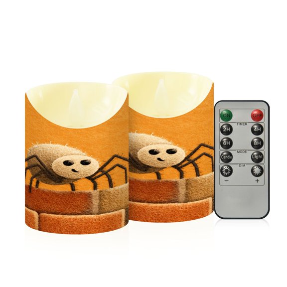 2PCS Small Flameless Candles Lamp Flameless Candles Slanted Candle Lamp Home Decoration Festive Decoration A Cute Spider