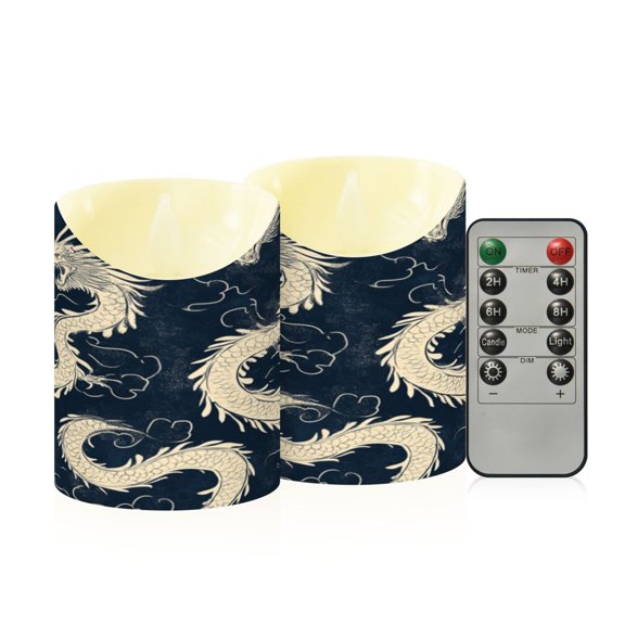 2PCS Small Flameless Candles Lamp Flameless Candles Slanted Candle Lamp Home Decoration Festive Decoration Beautiful Dragon