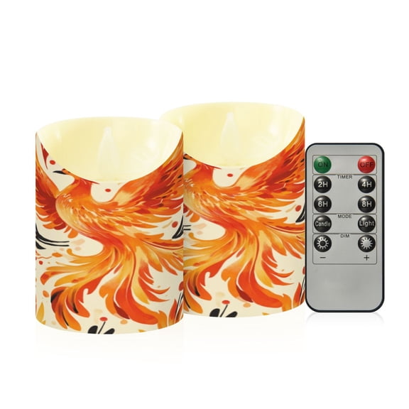 2PCS Small Flameless Candles Lamp Flameless Candles Slanted Candle Lamp Home Decoration Festive Decoration Beautiful Golden Phoenix