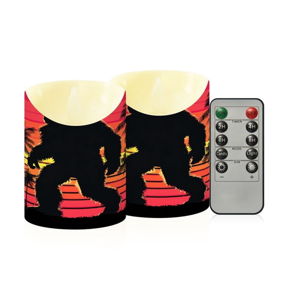 2PCS Small Flameless Candles Lamp Flameless Candles Slanted Candle Lamp Home Decoration Festive Decoration Bigfoot Pattern