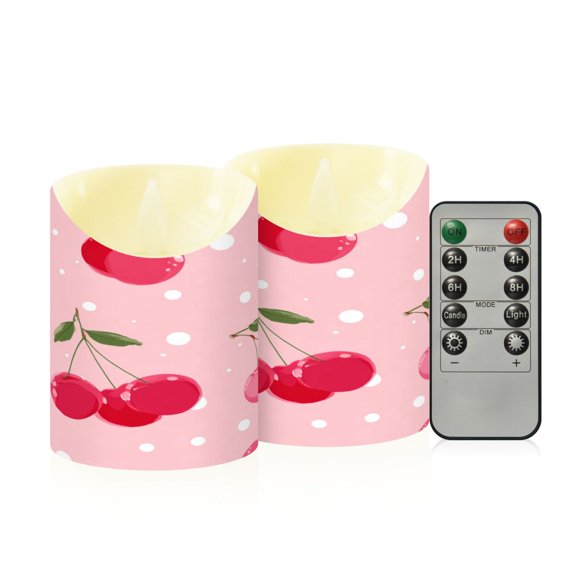 2PCS Small Flameless Candles Lamp Flameless Candles Slanted Candle Lamp Home Decoration Festive Decoration Bright Cherry Blossom Pattern