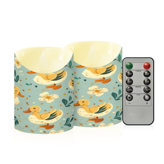 2PCS Small Flameless Candles Lamp Flameless Candles Slanted Candle Lamp Home Decoration Festive Decoration Cartoon Cute Duck