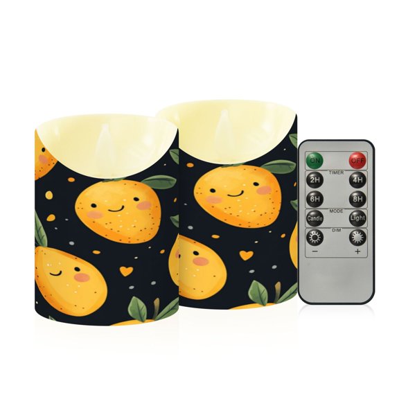 2PCS Small Flameless Candles Lamp Flameless Candles Slanted Candle Lamp Home Decoration Festive Decoration Cartoon Smile Mango