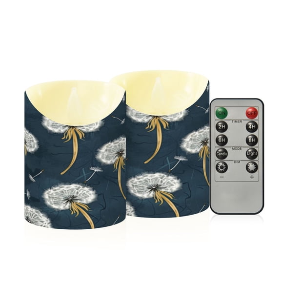 2PCS Small Flameless Candles Lamp Flameless Candles Slanted Candle Lamp Home Decoration Festive Decoration Cartoon White Dandelion