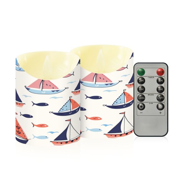 2PCS Small Flameless Candles Lamp Flameless Candles Slanted Candle Lamp Home Decoration Festive Decoration Colorful Cartoon Boat