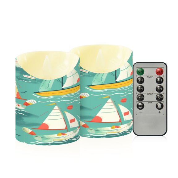 2PCS Small Flameless Candles Lamp Flameless Candles Slanted Candle Lamp Home Decoration Festive Decoration Colorful Cartoon Boat