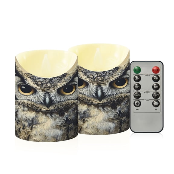 2PCS Small Flameless Candles Lamp Flameless Candles Slanted Candle Lamp Home Decoration Festive Decoration Cool Big Owl