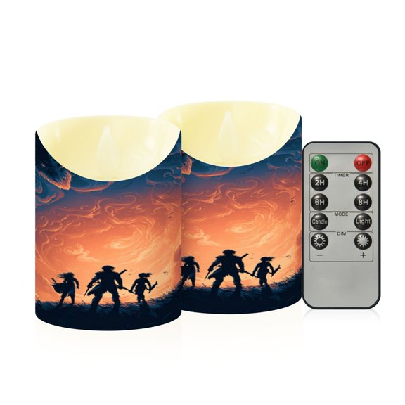 2PCS Small Flameless Candles Lamp Flameless Candles Slanted Candle Lamp Home Decoration Festive Decoration Fantasy Adventure Game Poster