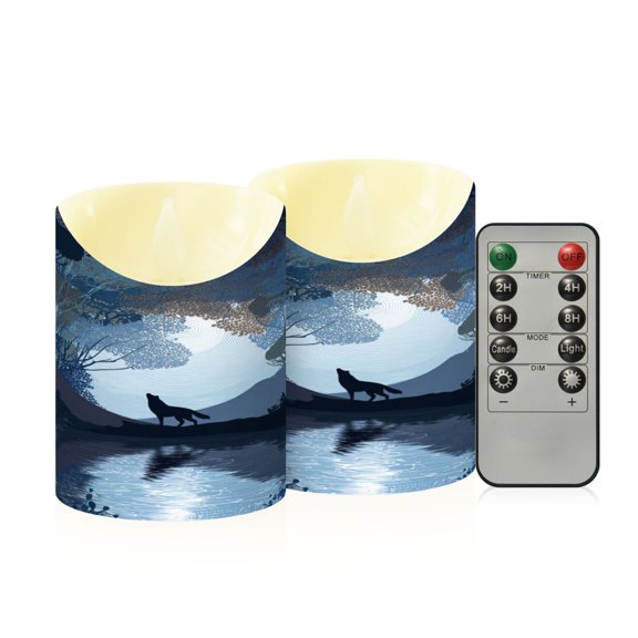 2PCS Small Flameless Candles Lamp Flameless Candles Slanted Candle Lamp Home Decoration Festive Decoration Flat Vector Animal Silhouette