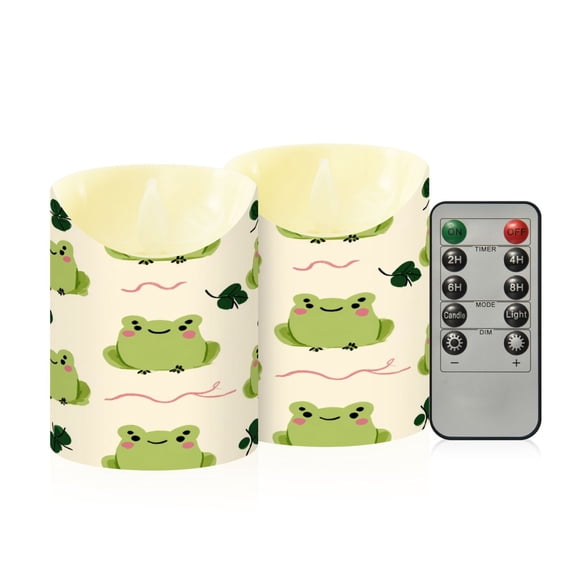 2PCS Small Flameless Candles Lamp Flameless Candles Slanted Candle Lamp Home Decoration Festive Decoration Green Frog Pattern