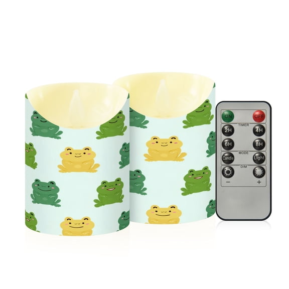 2PCS Small Flameless Candles Lamp Flameless Candles Slanted Candle Lamp Home Decoration Festive Decoration Green Frog Seamless