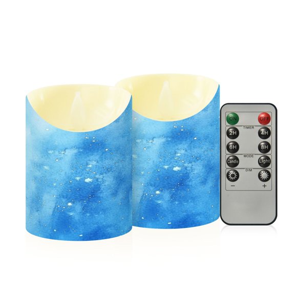 2PCS Small Flameless Candles Lamp Flameless Candles Slanted Candle Lamp Home Decoration Festive Decoration Light Blue