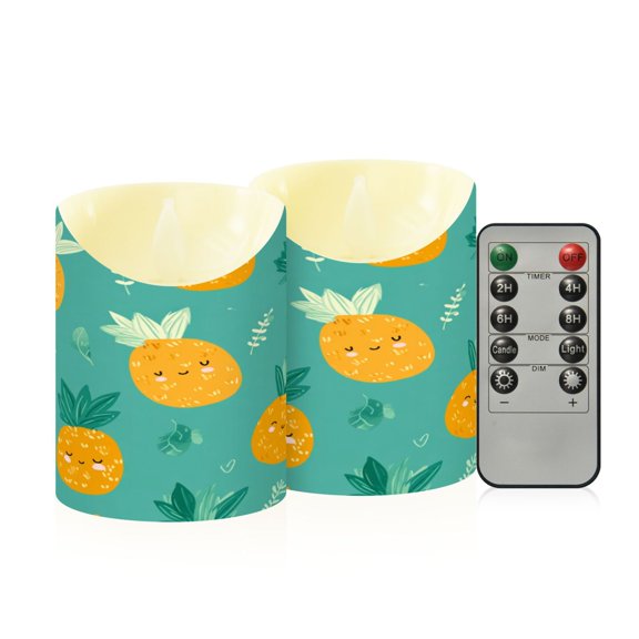 2PCS Small Flameless Candles Lamp Flameless Candles Slanted Candle Lamp Home Decoration Festive Decoration Pineapple Pattern Cartoon