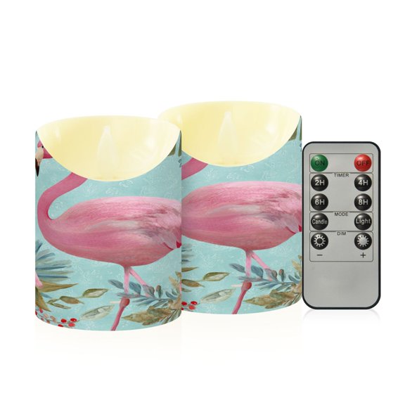 2PCS Small Flameless Candles Lamp Flameless Candles Slanted Candle Lamp Home Decoration Festive Decoration Pink Flamingo
