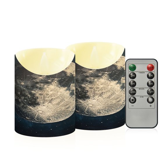 2PCS Small Flameless Candles Lamp Flameless Candles Slanted Candle Lamp Home Decoration Festive Decoration Pretty Gray Moon