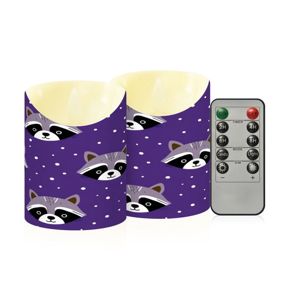 2PCS Small Flameless Candles Lamp Flameless Candles Slanted Candle Lamp Home Decoration Festive Decoration Raccoon Face